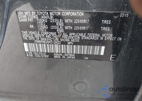 2015 Toyota Rav4 Xle from USA, damaged, VIN JTMRFREV8FD129023